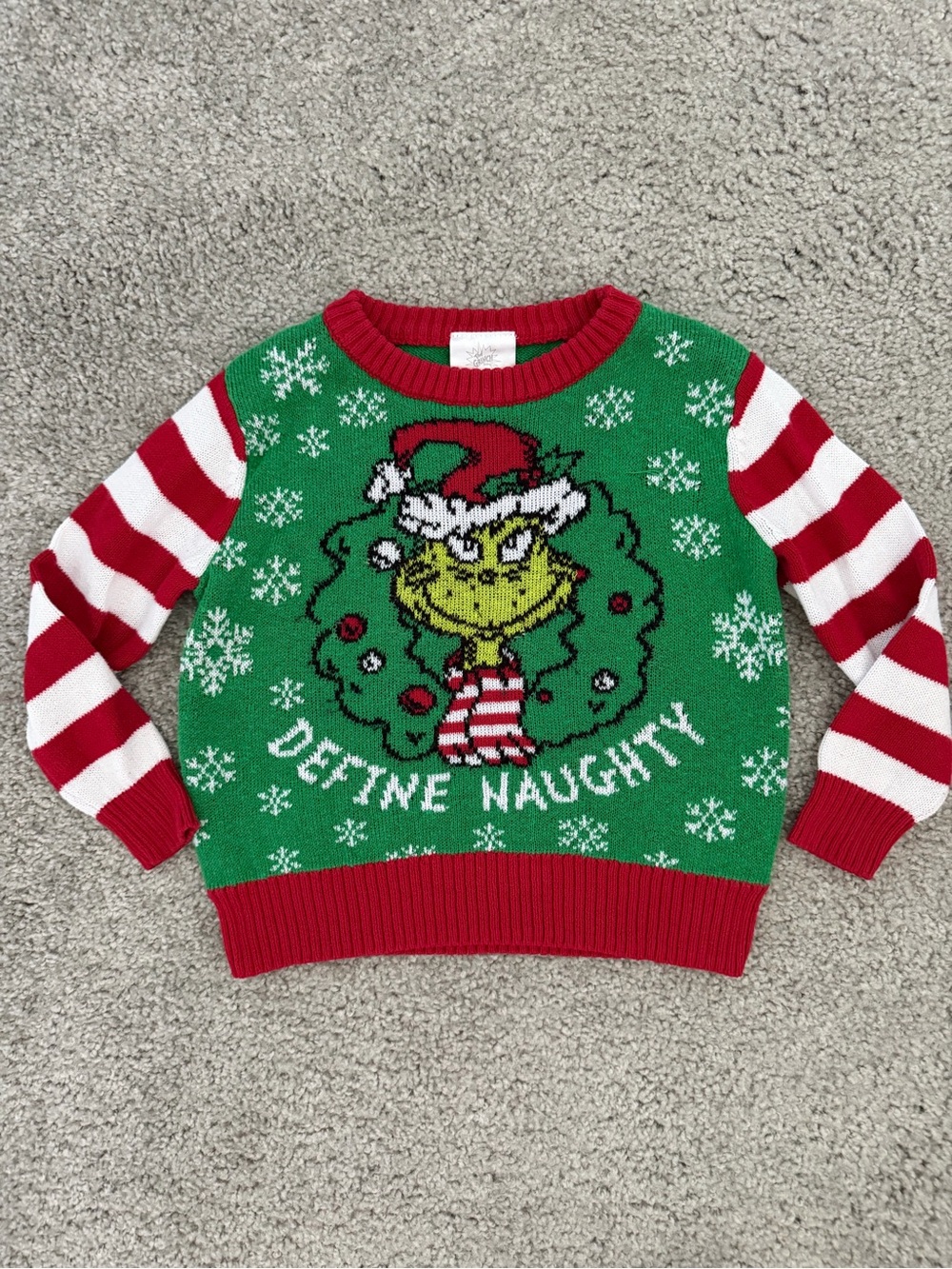 Dr. Seuss Green Red White 'Define Naughty' Grinch Holiday Sweater